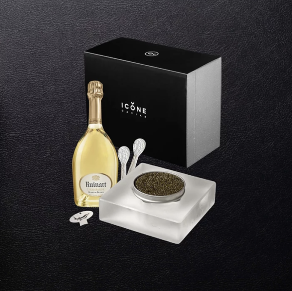 ruinart champagne and icone caviar gift set verbier